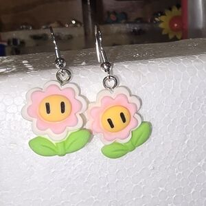 Playful Pink and Green Dangle Earrings